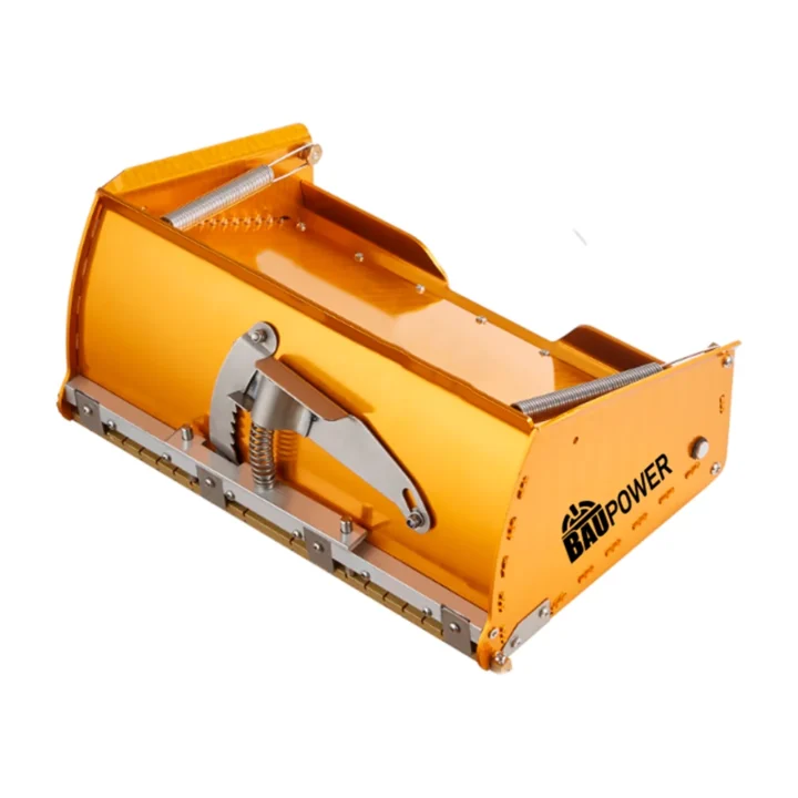 Caixa de acabamento Baupower de 250 milímetros em alumínio anodizado laranja, em fundo branco