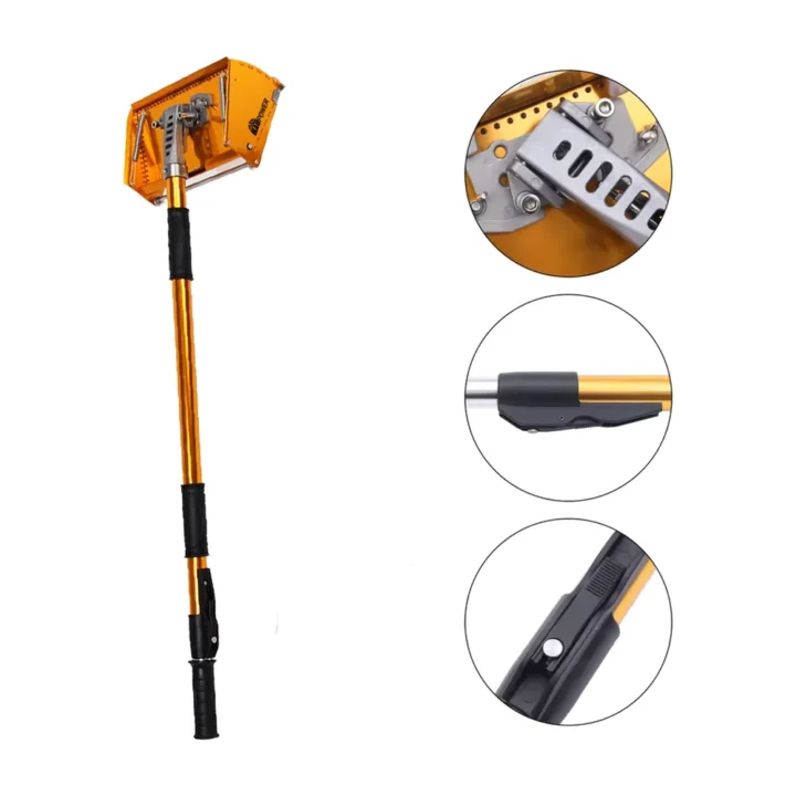 Detalhes do Flat Box Baupower: encaixe do cabo, articulação e trava